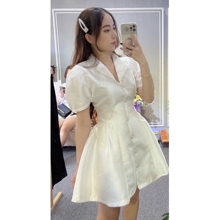 Đầm tiệc sơmi dáng bbd kết nút ❤️❤️❤️ 3 màu (có bigsize)