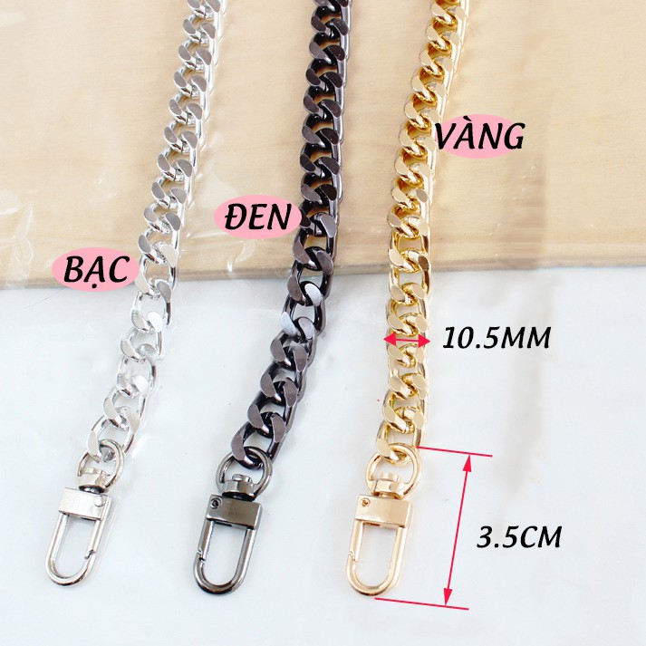 [Mã WASKT410K giảm 10K đơn 50K] Dây Xích Túi Xách To 11mm Càng Cua Ổ Khóa P1335