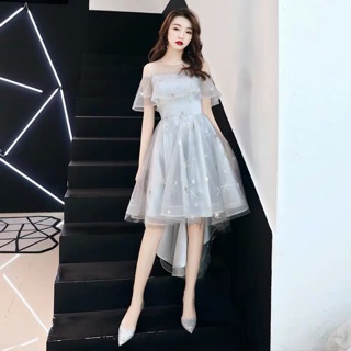 Váy prom bạc đuôi tôm