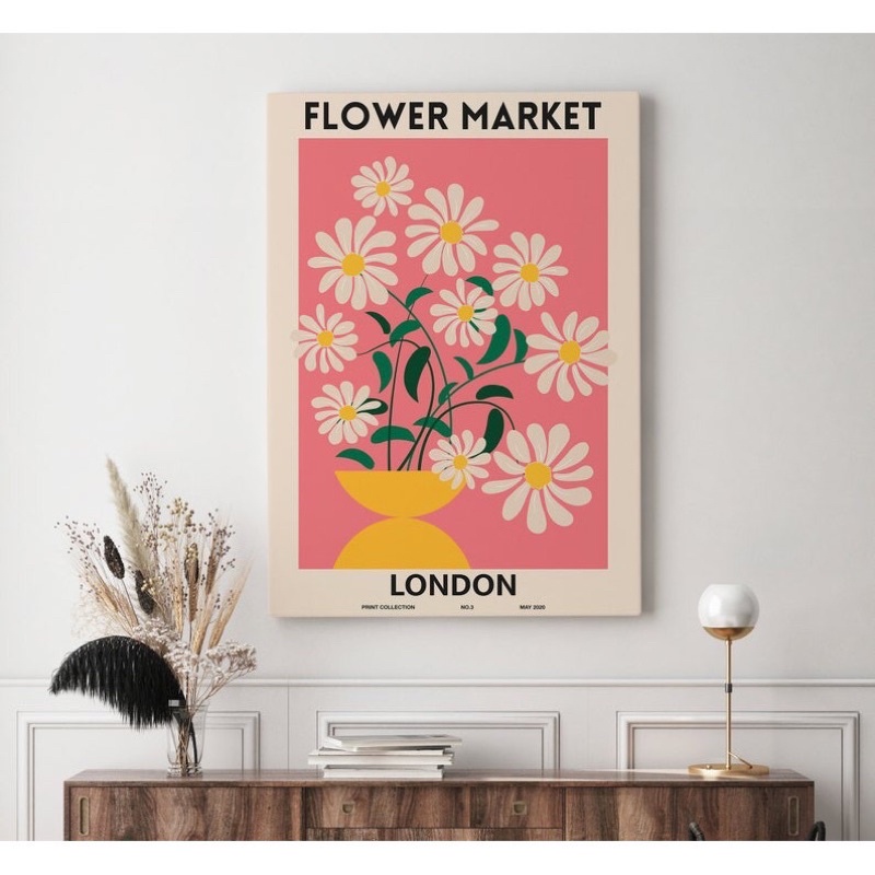 Tranh canvas hoa Flower Market siêu hot đầy đủ khung và phụ kiện treo