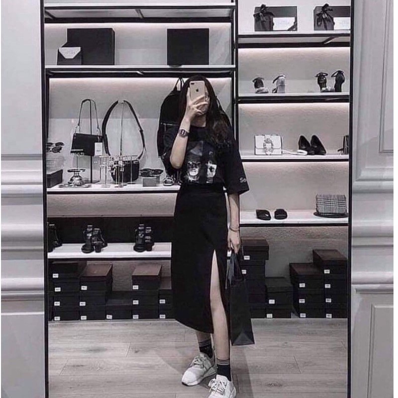 Chân váy dài midi xẻ bên phong cách siêu Hot
