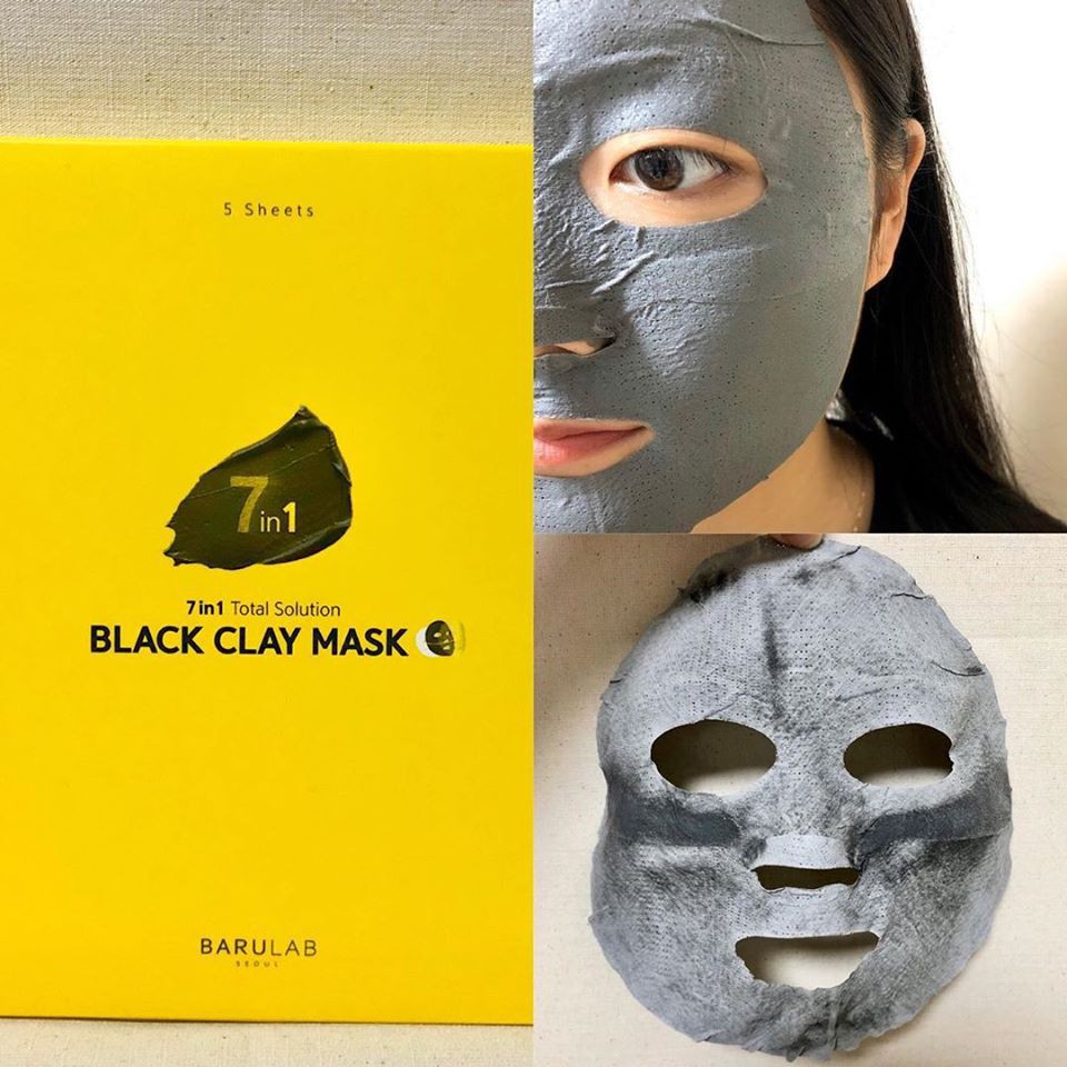 Mặt Nạ Đất Sét BARULAB 7 in 1 Total Solution Black Clay Mask Hộp 5 miếng