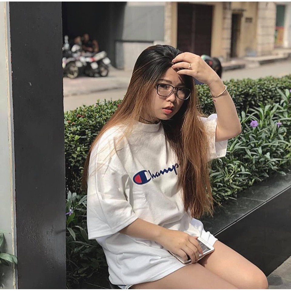 ÁO THUN CHAMPION TRẮNG STREETWEAR UNISEX - ÁO THUN TAY LỠ - ÁO THUN NAM - ÁO PHÔNG NAM - ÁO THUN UINISEX - ÁO OVERSIZE | BigBuy360 - bigbuy360.vn
