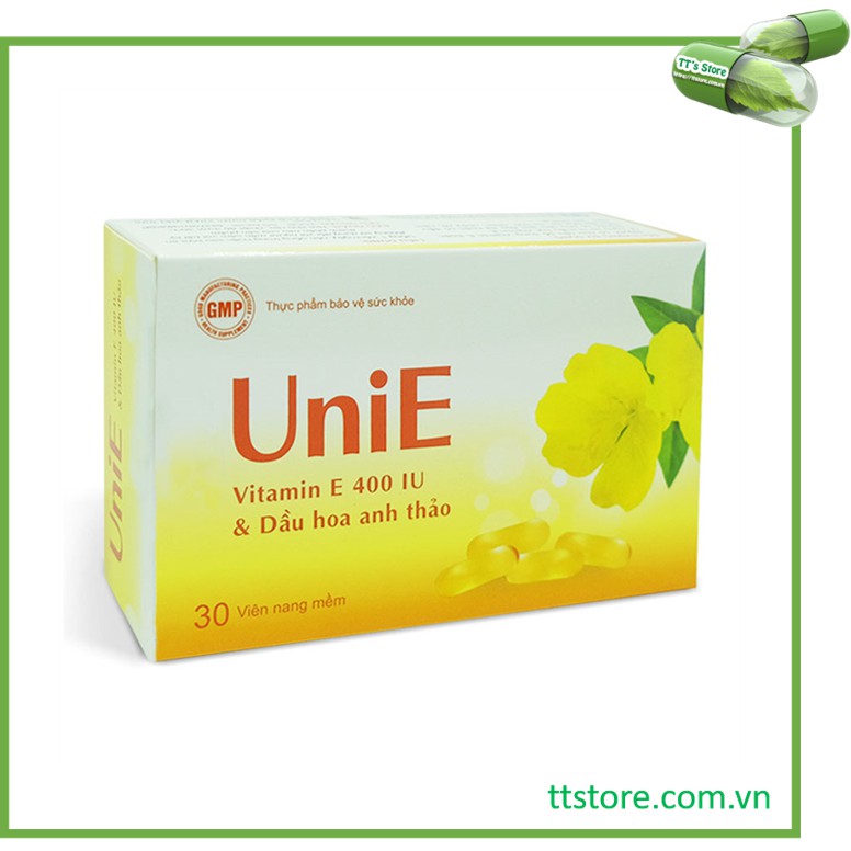 UniE - UniE Đỏ (Hộp 30 viên) - Viên uống Vitamin E 400 IU, Dầu hoa anh thảo, e đỏ [Enat 400, Unnie, Uni E]