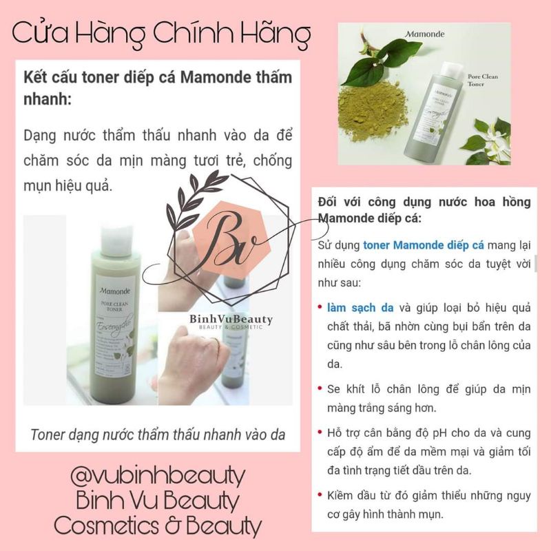 Nước hoa hồng Toner diếp cá mamonde 250ml