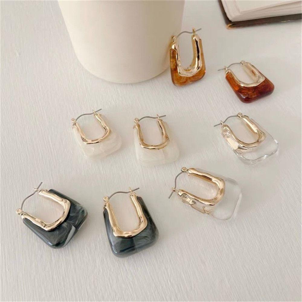 1 Đôi Bông Tai Hình Chữ U Phong Cách Hàn Quốc|Túi Đựng Đồ Trong Suốt Chất Lượng
