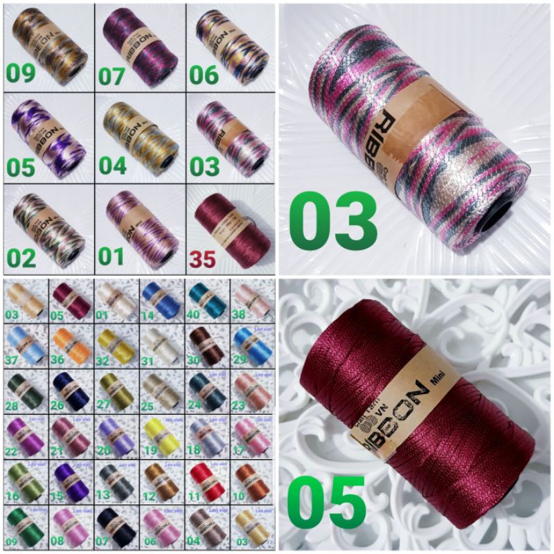 Sợi Ribbon Dẹp Bóng Đan Móc Túi Xách, Nón, Balo