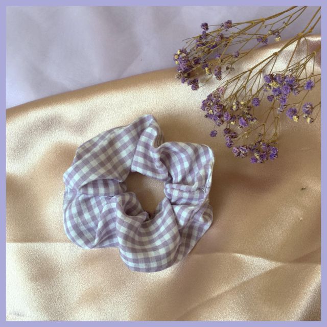 Chun tóc vải hottrend dễ thương - Scrunchies kẻ nhỏ vintage siêu xinh