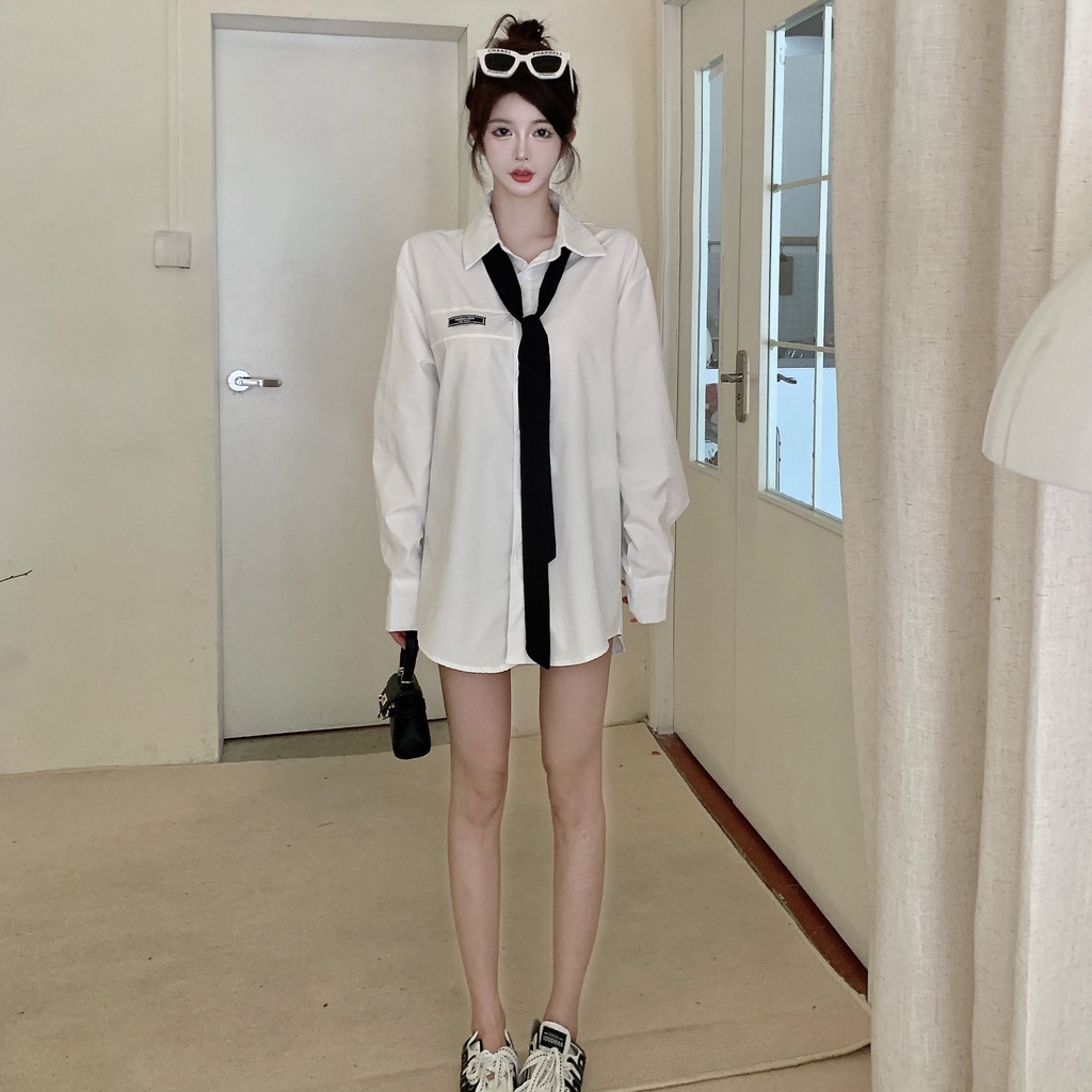 [Mã BTS23 giảm đến 30k đơn 150k] Áo Kiểu Dáng Rộng Phong Cách Cổ Điển Thời Trang Mùa Thu Mới Cho Nữ