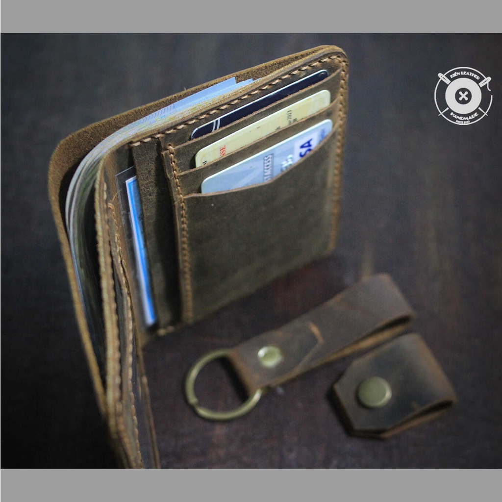 Ví da nam ,Ví nam dáng đứng, Size cổ điển Kiến Leather