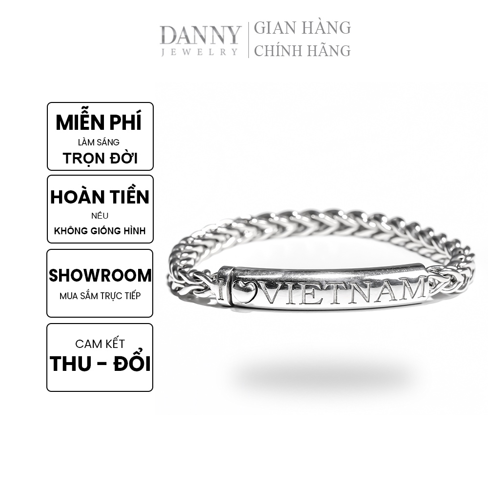 Lắc Tay UNISEX Bạc 925 Cao Cấp Xi Rhodium Bộ Sưu Tập "I LOVE VIETNAM" by Danny Jewelry II2T0018