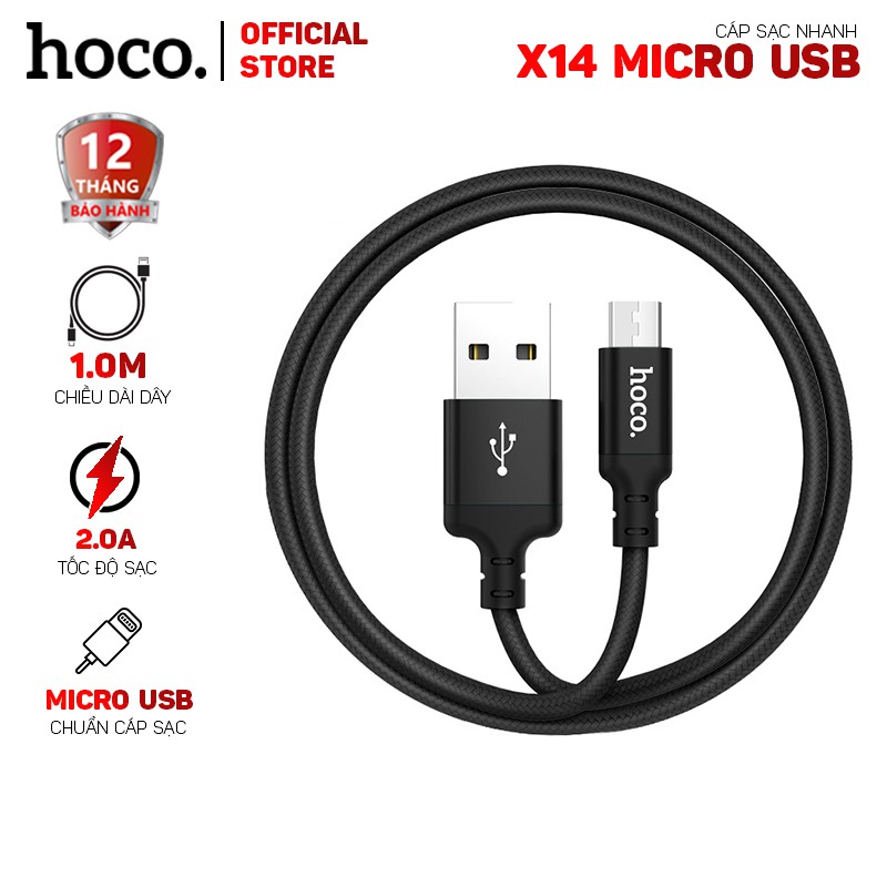 Cáp sạc nhanh Hoco X14 Micro Usb dành cho các thiết bị Android