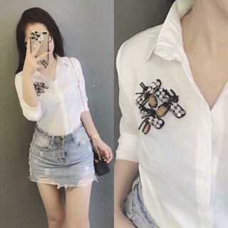 Áo sơ mi đính đá ong hàng đẹp