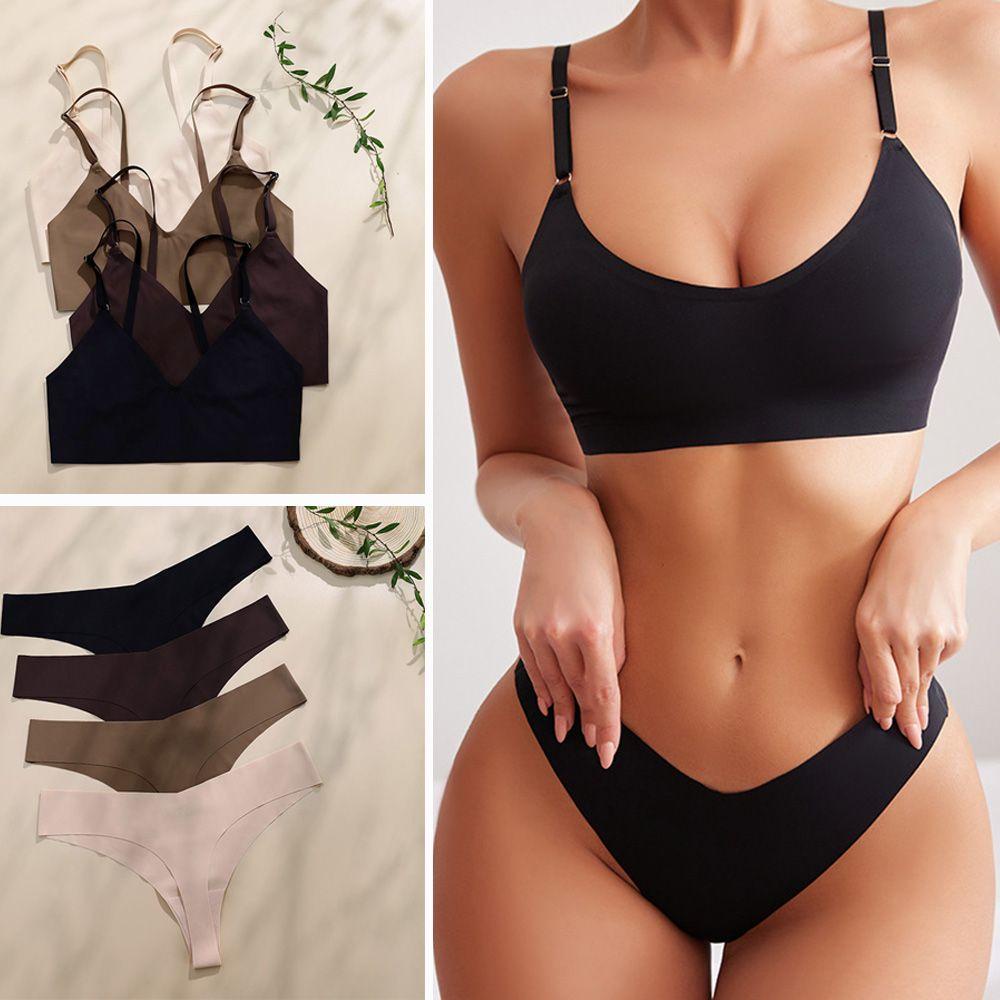 Quần Lót Lụa Lạnh Không Đường May Cổ V Điều Chỉnh Được Dành Cho Nữ