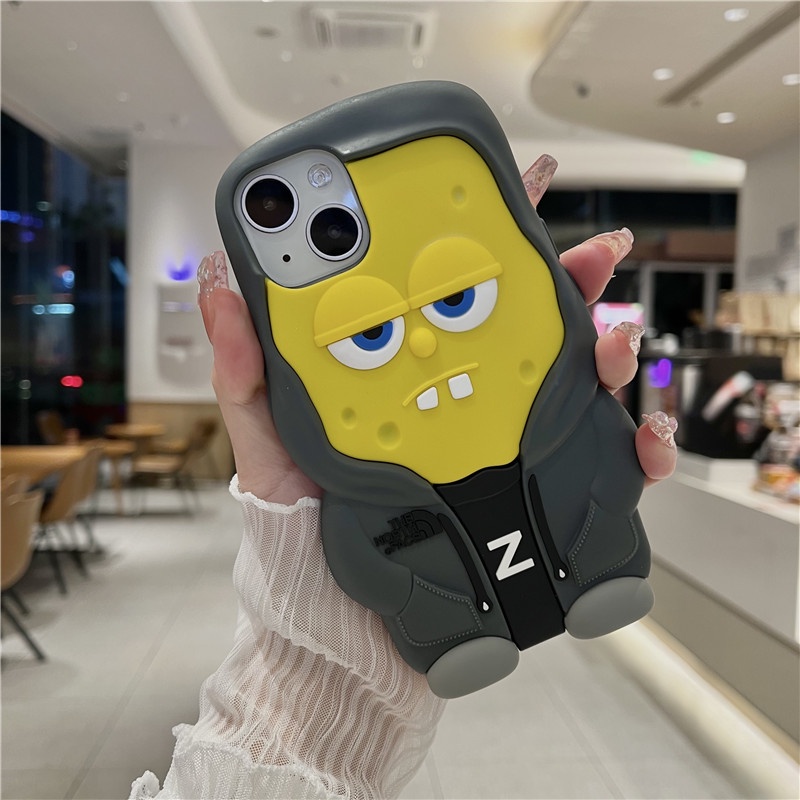 Ốp Điện Thoại Silicon In Hình SpongeBob 3D Dễ Thương Cho iPhone 14 13 12 11 Pro Max XR X XSMAX