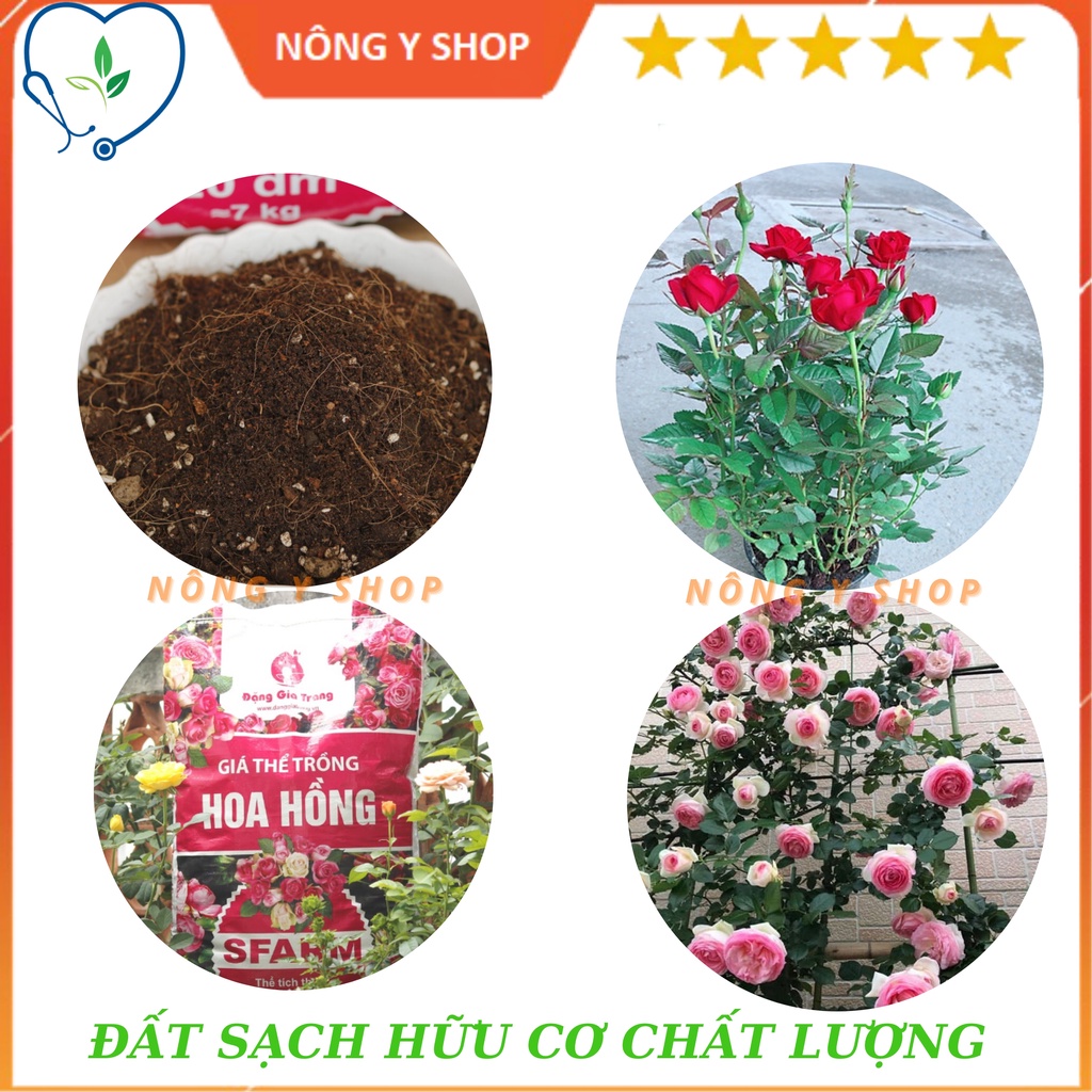 Giá thể hoa hồng, đất trồng hoa hồng Sfarm - Bao 20dm3 ~ 7kg - nhẹ tơi xốp thoát nước tốt