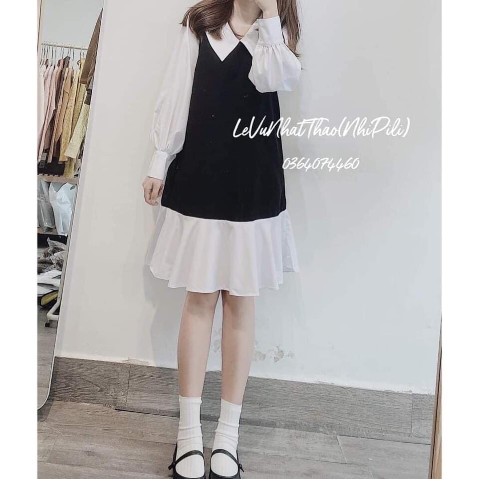 Váy nữ Angle Dress đen đan dây buộc cổ đầm Ulzzang trễ vai bánh bèo công chúa mặc hè Xưởng May DCS