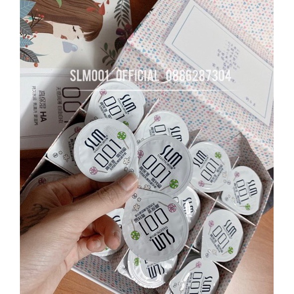 03 Bao cao su SLM 001 siêu mỏng🍀freeship🍀BCS kéo dài thời gian