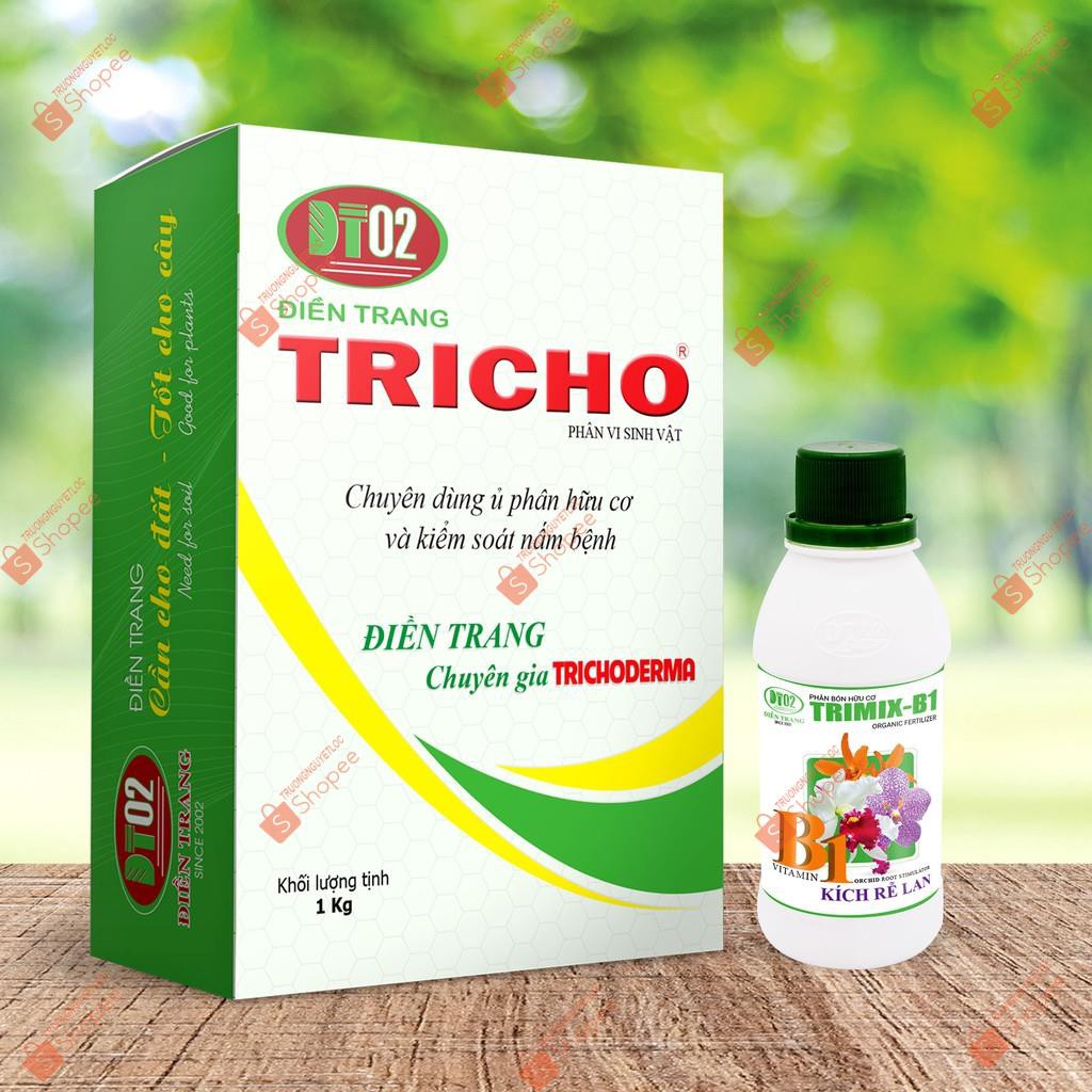 Combo Nấm Trichoderma ngăn ngừa nấm bệnh 1Kg + Phân bón lá TRIMIX-B1 Kích rễ chuyên dùng cho Phong Lan