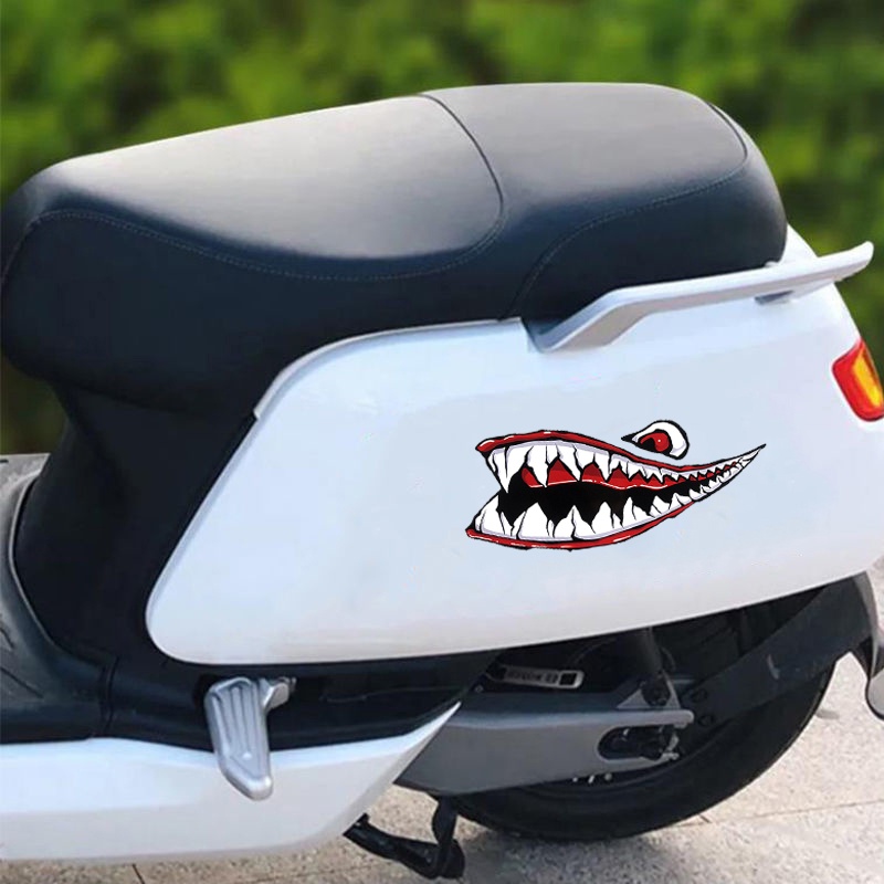 &quot;Shark Mouth&quot; Sticker Phản quang Xe máy Xe tay ga bên Decal Dán trang trí vui nhộn