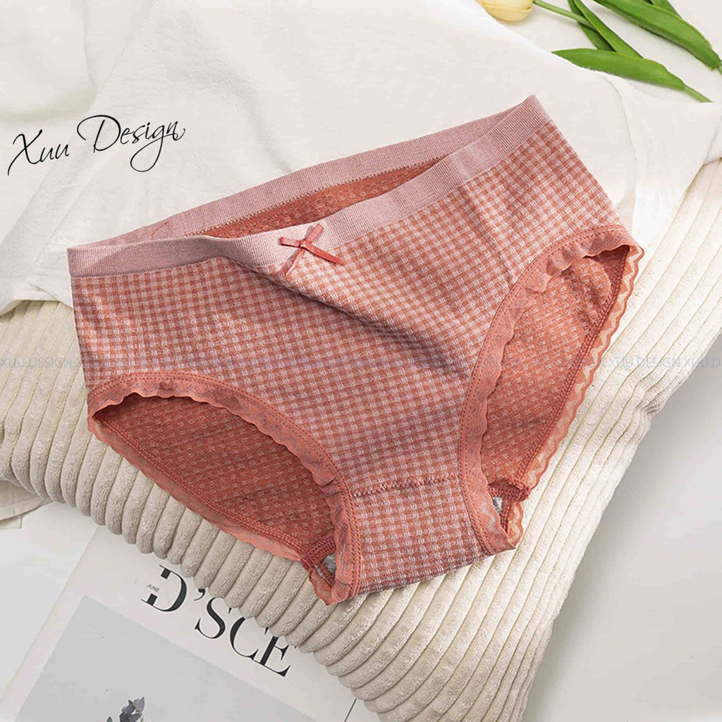 Quần Lót Cotton CARO phối ren nơ, chất liệu co dãn, thấm hút mồ hôi - Xuu Design QC03 | BigBuy360 - bigbuy360.vn