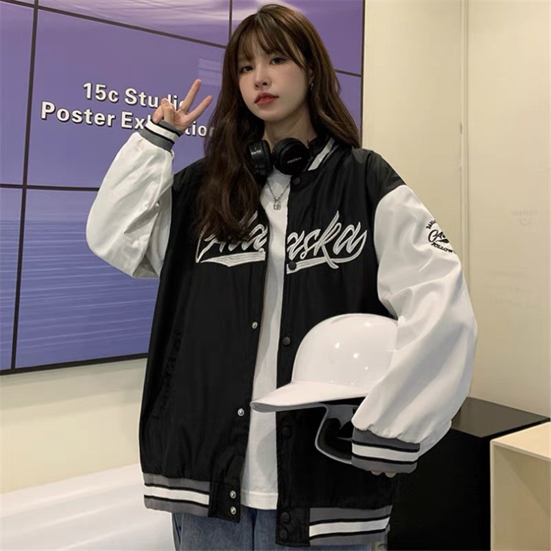 Áo khoác nữ bomber varsity jacket Alaska áo khoác bomber nam nữ kiểu dáng oversize vải loại dày Mophus MQ008P