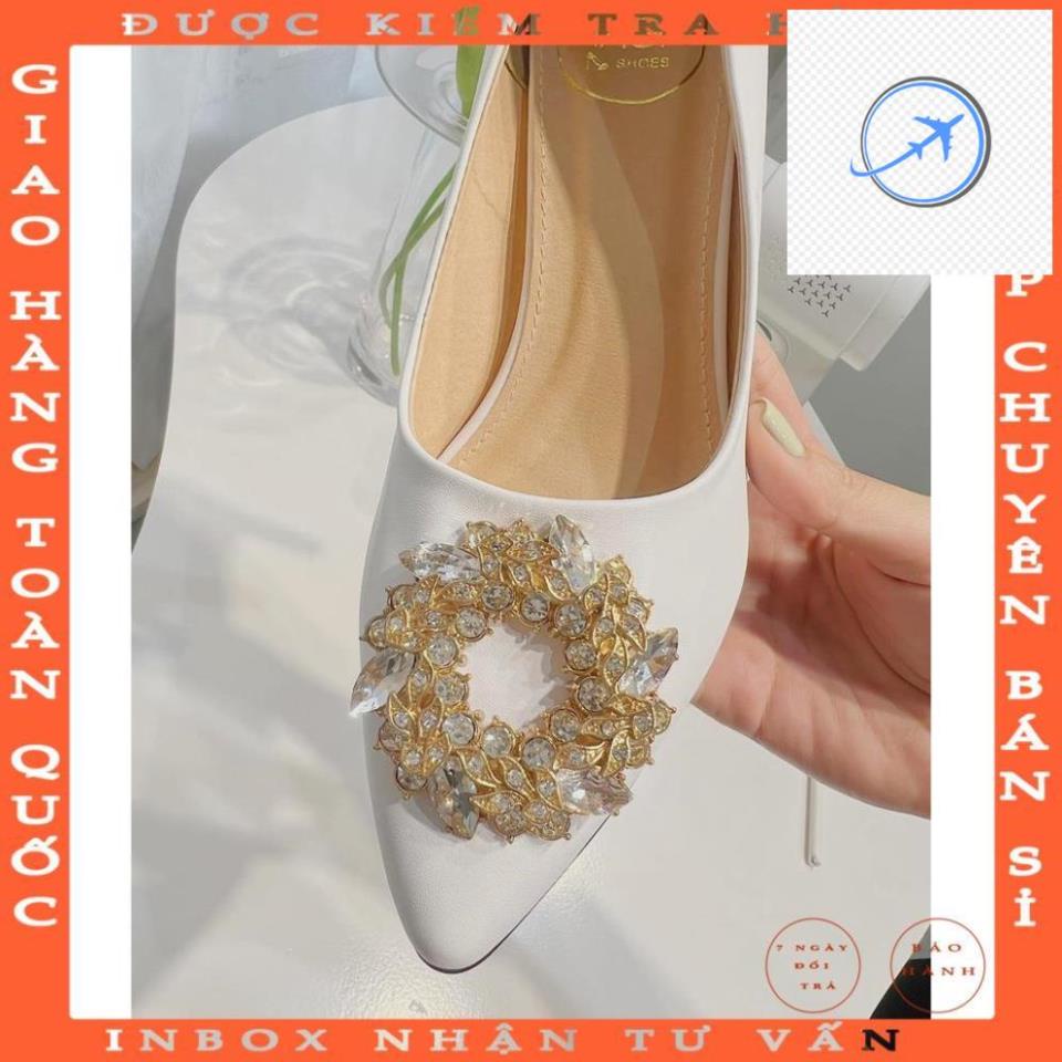 👘👘 Giày Cao Gót Nagashoes Mũi Nhọn Đính Vòng Đá 9CM NAC153 - thainguyenshop 👘