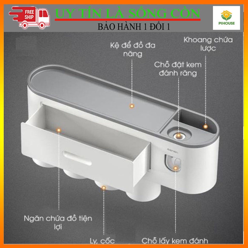 [ BAO GIÁ SỈ SHOPEE ] Bộ Nhả Kem Đánh Răng Tự Động, Kệ Để Đồ Phòng Tắm Cao Cấp