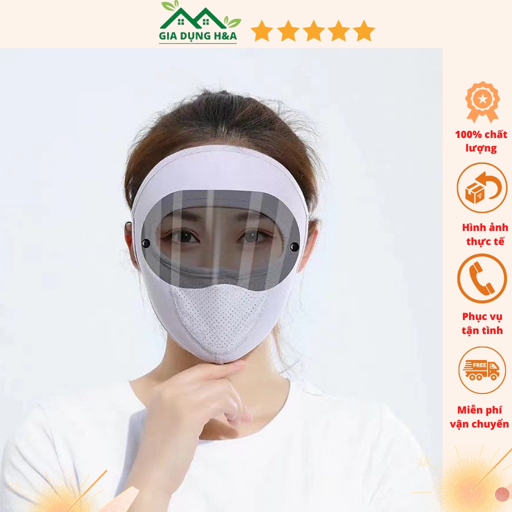 Khẩu trang che kín mặt chống gió giữ ấm mùa đông kèm kính bảo hộ có thể tháo rời