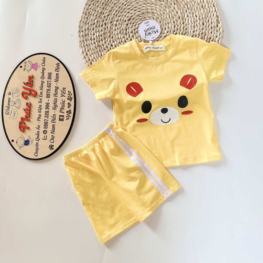 Sale !!! Bộ Cộc Tay Cotton 100 % Hàng Minky Mom In Họa Tiết Sói Xanh- 2 Sọc Cho Bé_Super Sale ( 8-18kg) (1377)