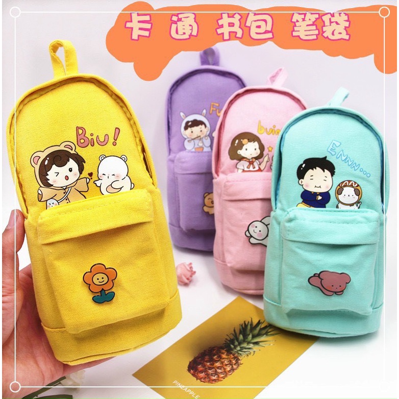 Hộp Đựng Bút Hình Balo Vải Đẹp Hình Cặp Sách In Hình Cô Gái Xinh Xắn Hot Trend