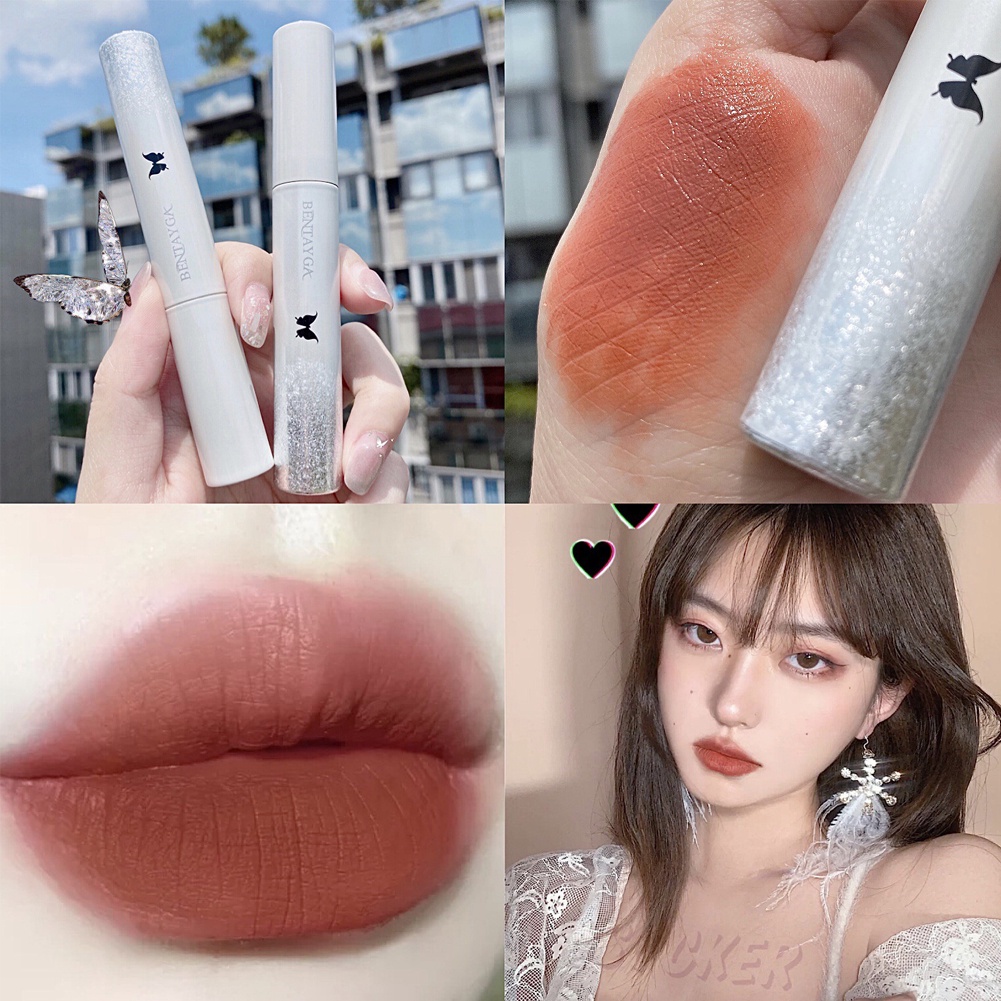 Son Kem Lì Mịn Mượt Như Nhung Không Dính Cốc Thiết Kế Hình Bướm Độc Đáo
