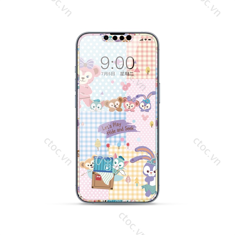 Kính Cường Lực HD Bảo Vệ Toàn Màn Hình In Hình Hoạt Hình Cho Iphone 14 plus 13 pro max 13 13Pro 6.1 6.8 inch