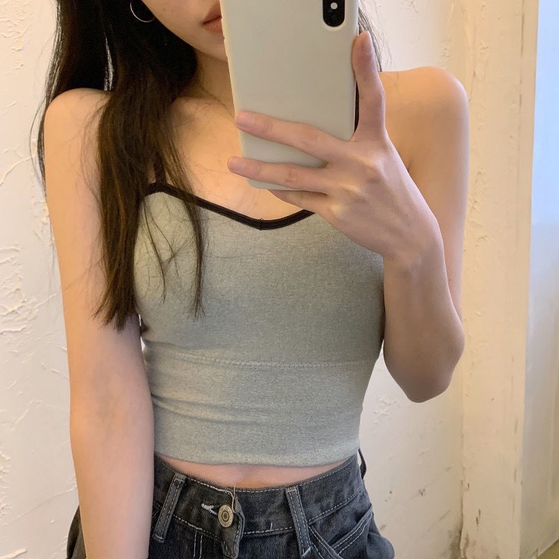 Áo hai dây COZOKC màu trơn thời trang quyến rũ cho nữ