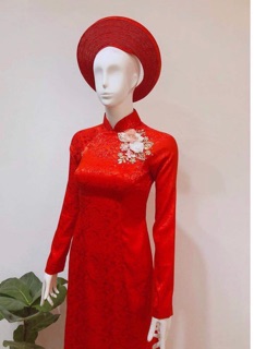 Set hoa voan trang trí áo dài cưới
