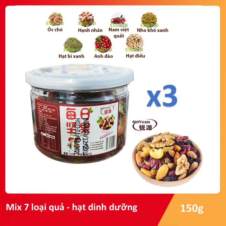 Combo 3 hộp Mix 7 loại hạt dinh dưỡng Đài Loan 150g -  Mẫu mới seal nhôm chắc chắn tiện dụng