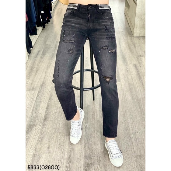Quần jean nam cạp dolce rách nhẹ,Quần bò dolce nam rách xước nhẹ thời trang