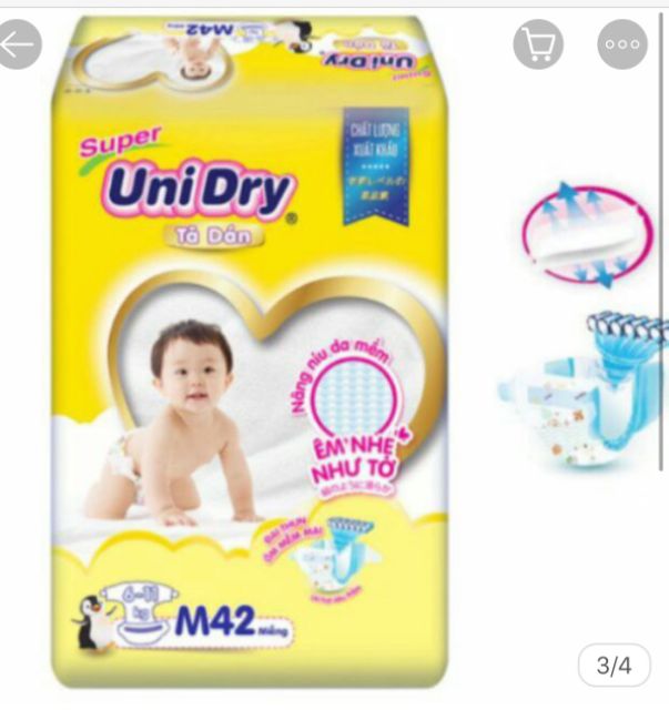 Combo 4 tã dán Unidry S46 M42 L38 XL34 miếng mẫu mới