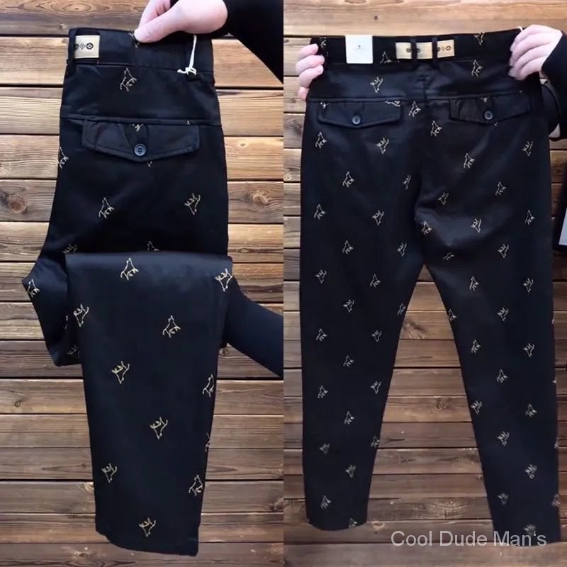 Summer Men's Business Casual Pants All-Matching and Handsome Black Business Trousers Smart Guy Small Straight Pants