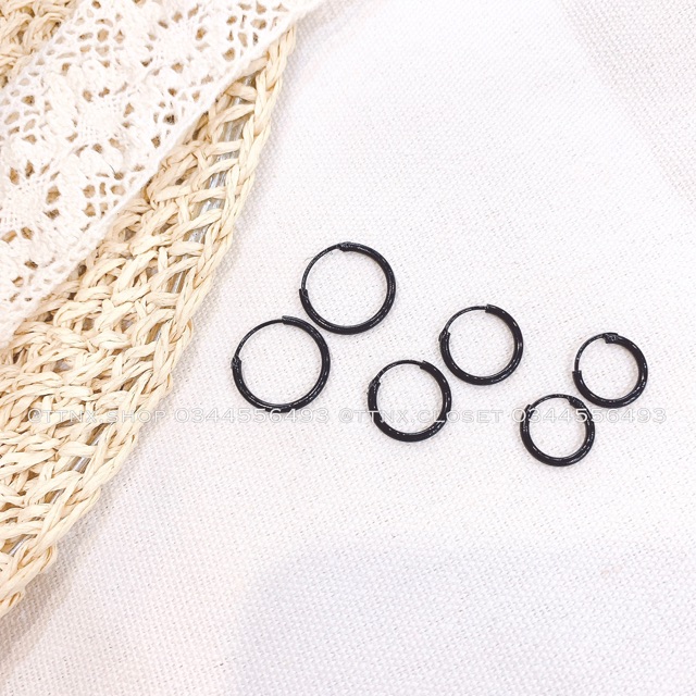 Khuyên tai bạc tròn nhỏ unisex ⚡FREESHIP⚡ 3 size 10mm, 15mm, 18mm