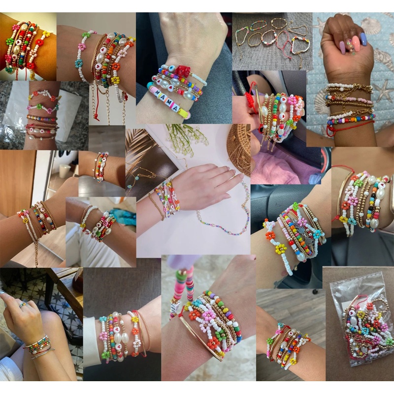 Vòng Tay Đất Sét Nhiều Lớp Phong Cách Bohemian