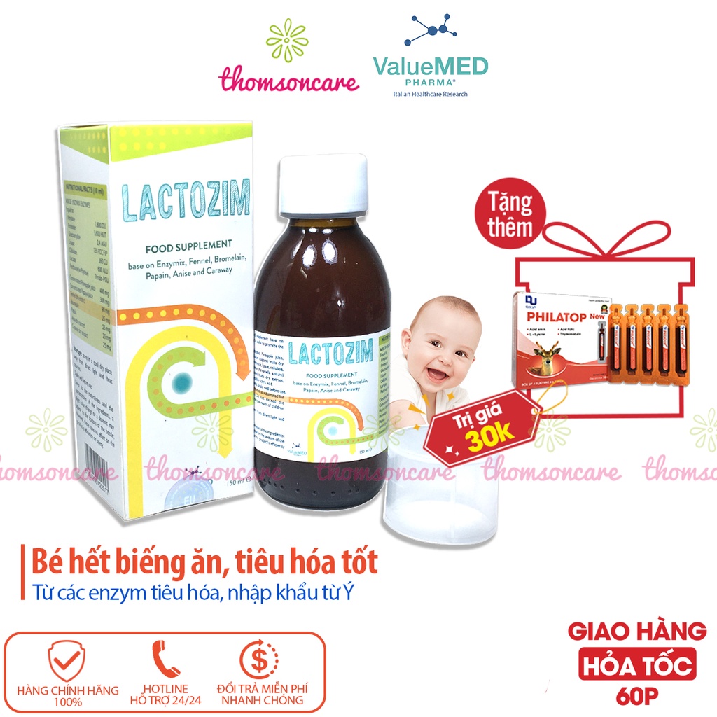 Lactozim - Bổ sung các enzym tiêu hóa giúp trẻ ăn ngon, hấp thụ tốt, giảm biếng ăn Lactozym nhập khẩu từ Ý