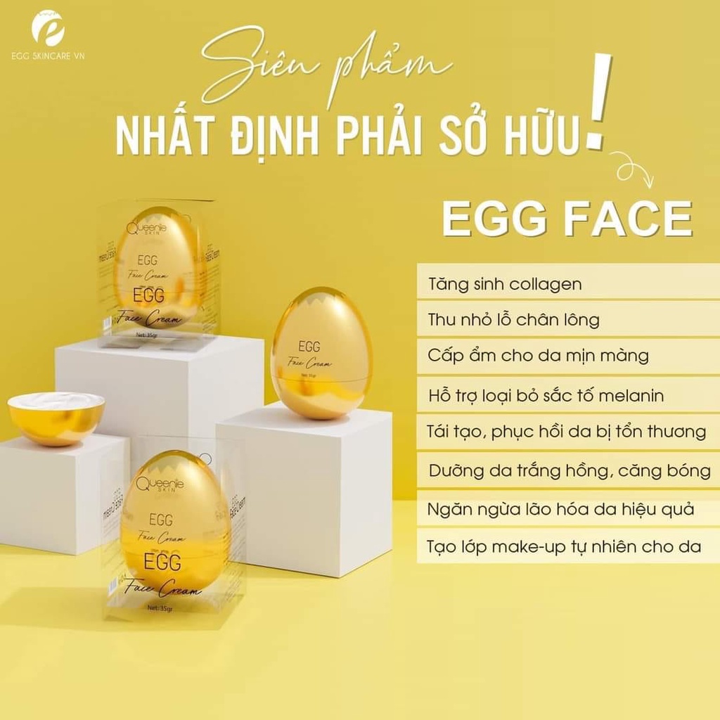 Kem Face Trứng Vàng Dưỡng Da Trắng Hồng, Mịn Màng, Căng Bóng 35g