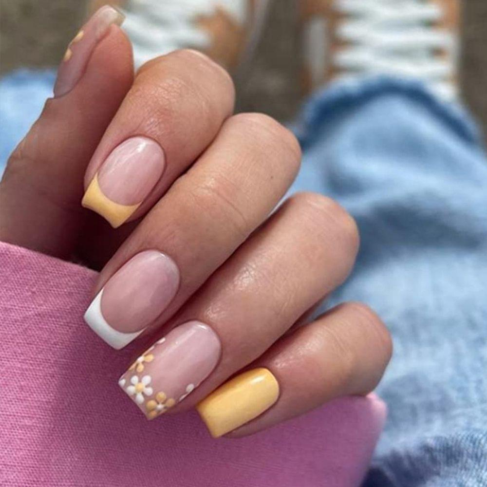 XIANTIN Hộp 24 Móng Tay Giả Đầu Vuông Che Phủ Toàn Diện Kiểu Pháp