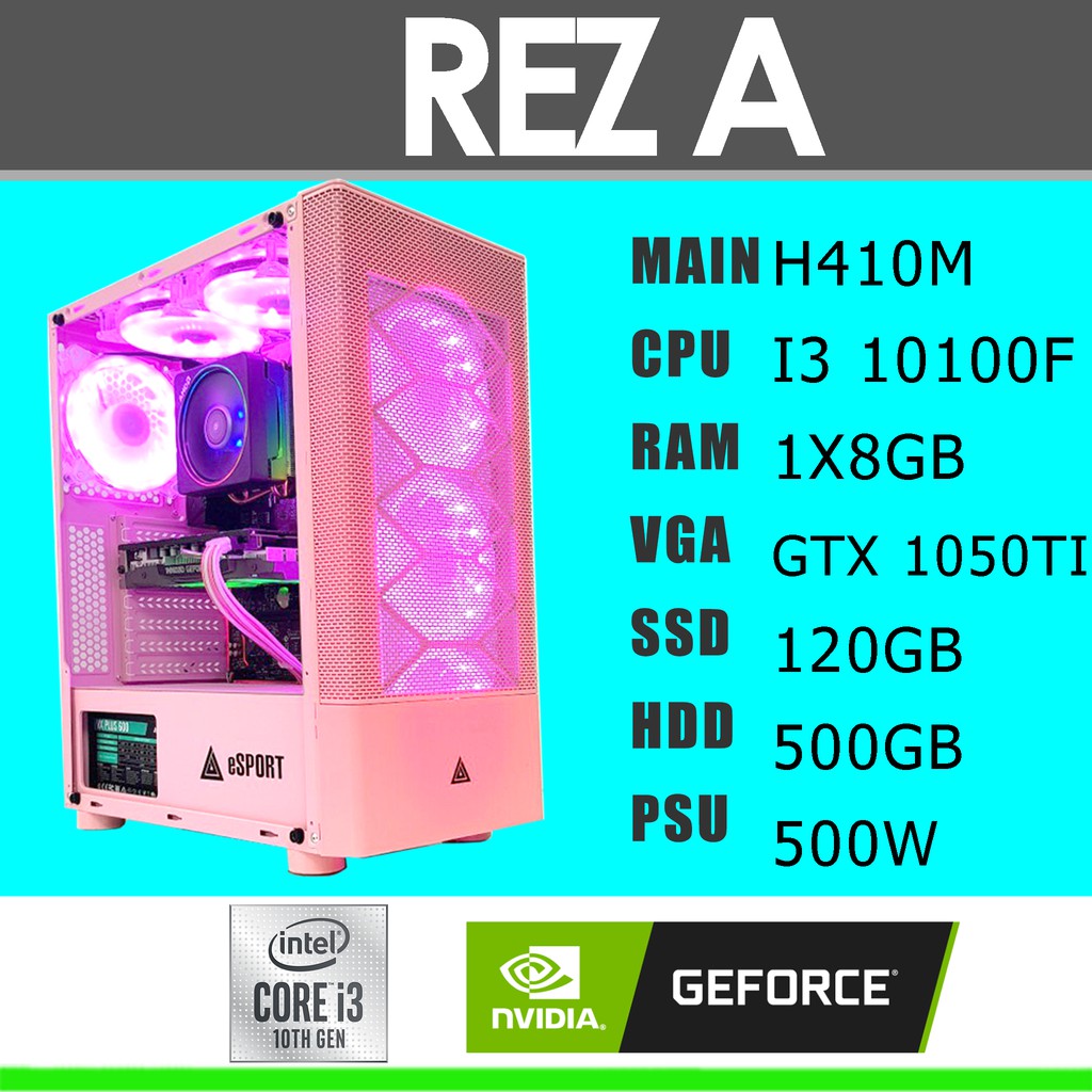 Pc gaming trọn bộ I3 10100F / MAIN H410M / RAM 8GB / GTX 1050TI 4GB / SSD 128GB + HDD 500GB / 500W / SAMSUNG 24"
