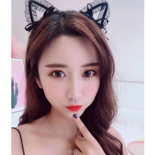 Băng đô tai mèo ren đen Lolita phong cách Gothic – Cài tóc cosplay, chụp ảnh cực xinh-N'Lee House