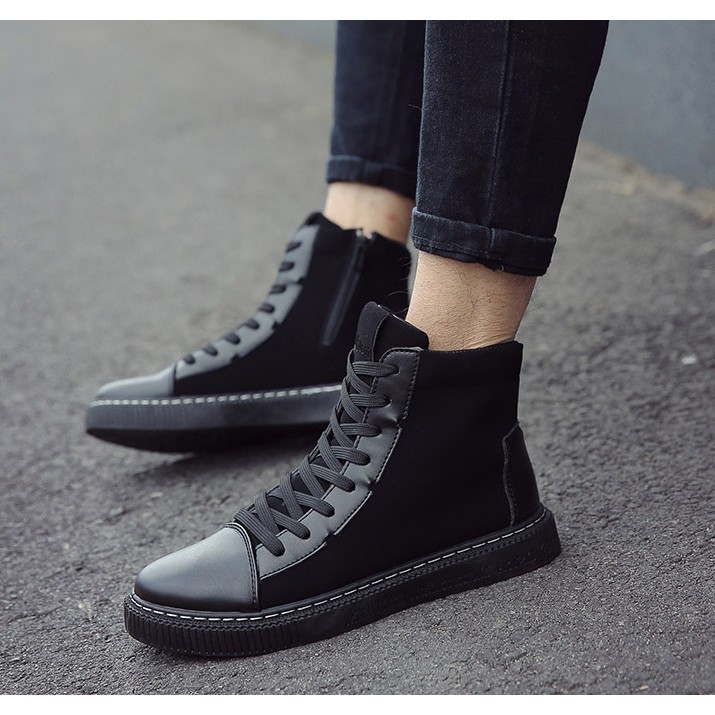 Giày cao cổ nam đen phong cách độc đáo kèm ảnh thật | BigBuy360 - bigbuy360.vn