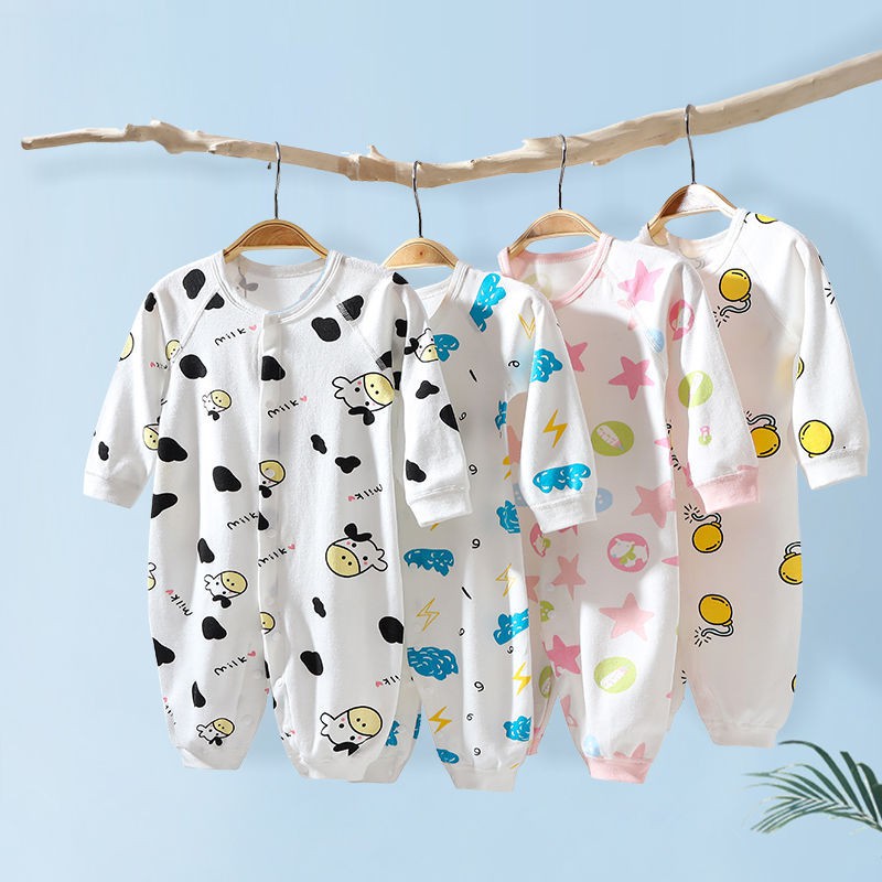 Áo liền quần trẻ em mùa xuân và thu sơ sinh dài tay cotton romper nam nữ đi chơi đồ ngủ có điều hòa