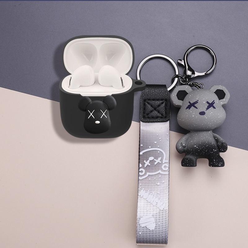 Vỏ Bảo Vệ Hộp Sạc Tai Nghe Bluetooth Baseus E8 Bằng Silicon Mềm Hình Gấu Kaws/Phi Hành Gia/Pikachu Đeo Mặt Dây Chuyền
