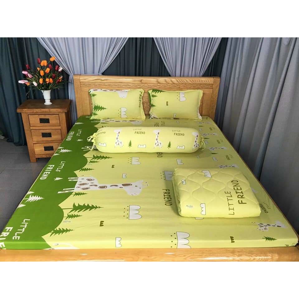 Bộ Ga Giường Thun Lạnh Hàn Quốc Cute  HN185- Xưởng Ga Gối Hồng Nhung